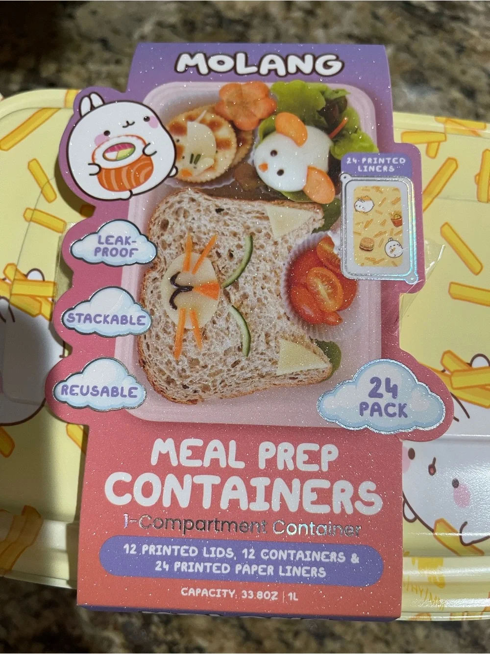 MOLANG Meal Prep Container Set 12 - microwave safe -includes lids and liners NEW